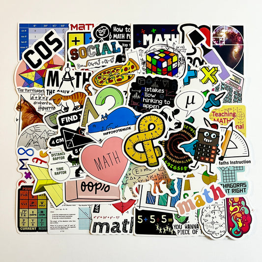 50 pcs Sticker pack MATH Waterproof for laptop, car, helmet, bike, scooter Stickers