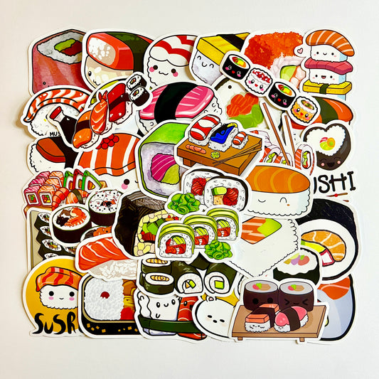 50 pcs Sticker pack SUSHI Waterproof for laptop, car, helmet, bike, scooter Stickers