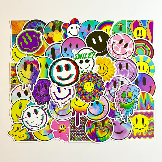 50 pcs Sticker pack SMILE Waterproof for laptop, car, helmet, bike, scooter Stickers