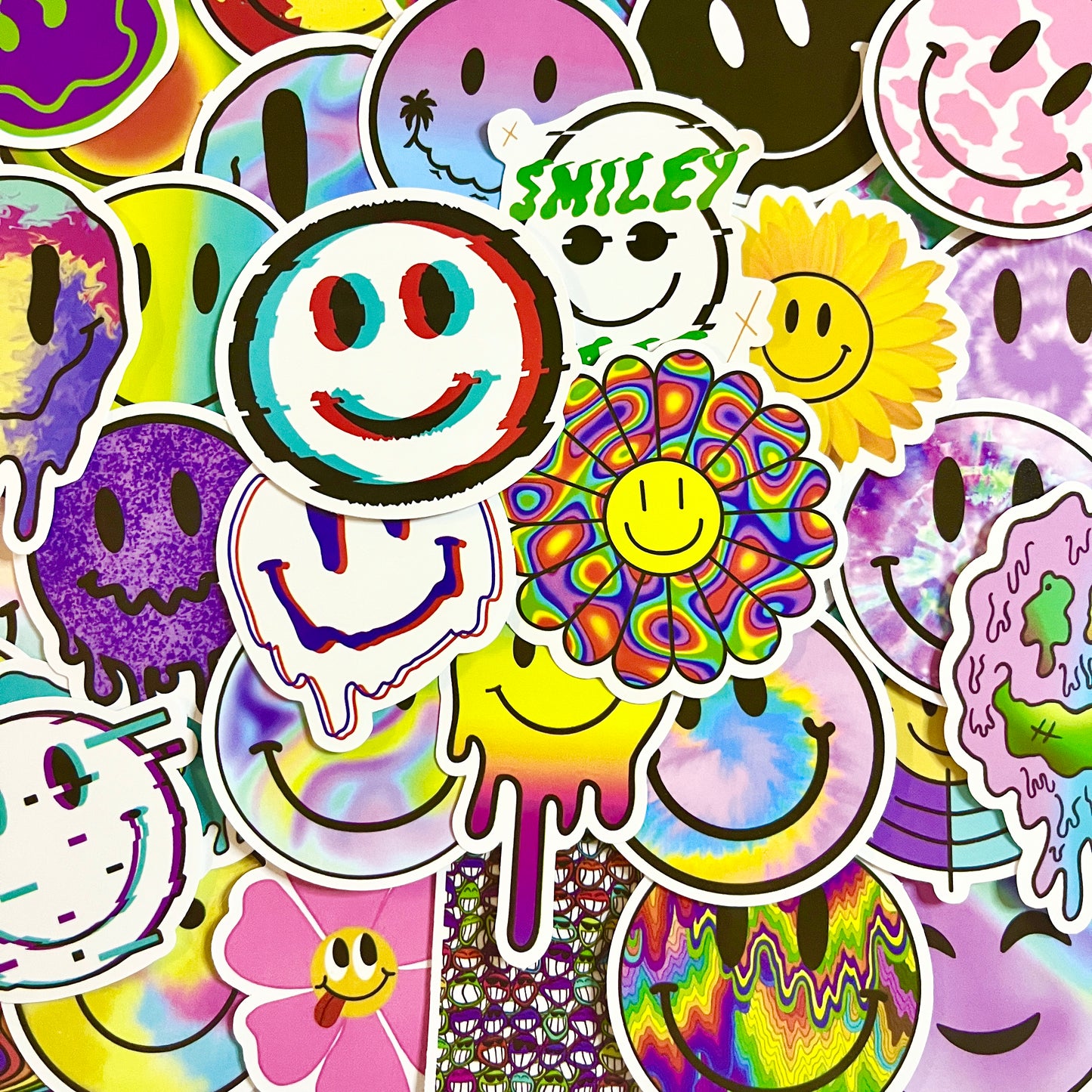 50 pcs Sticker pack SMILE Waterproof for laptop, car, helmet, bike, scooter Stickers