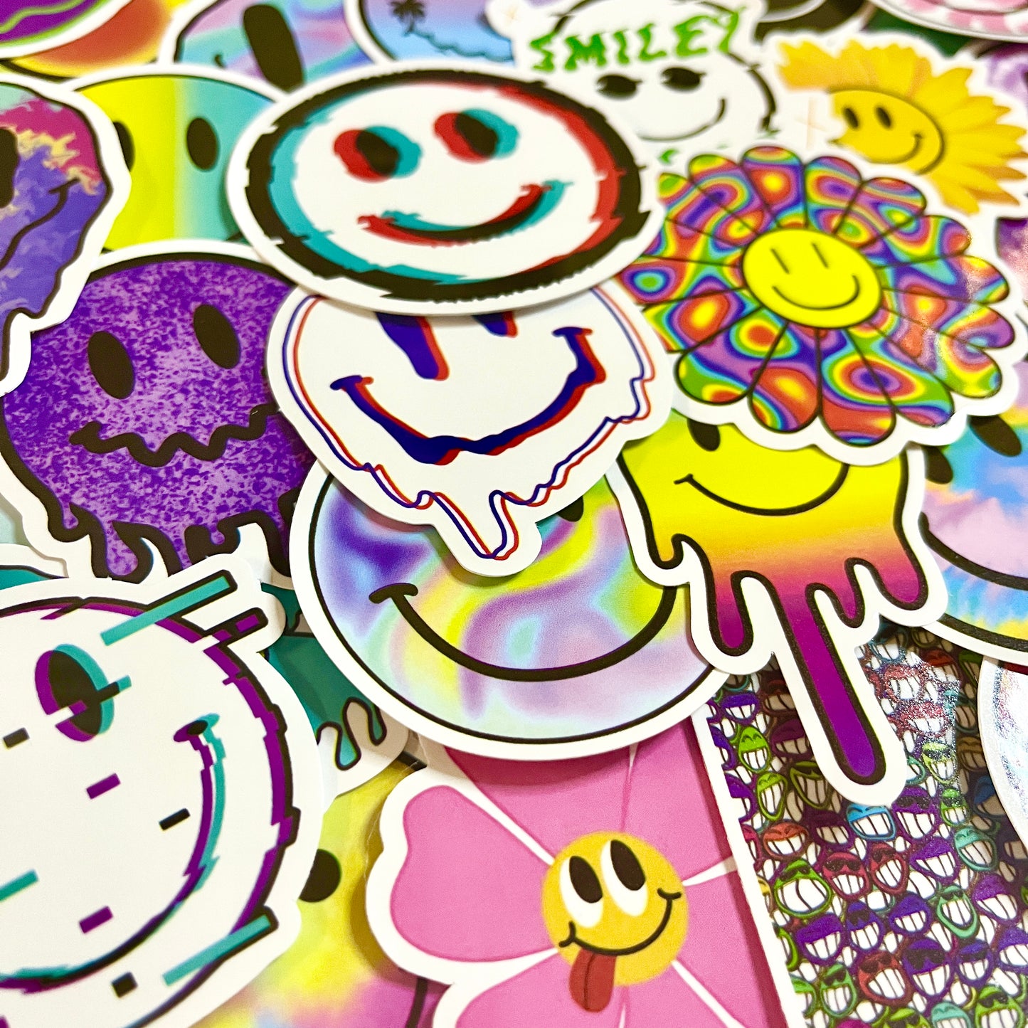 50 pcs Sticker pack SMILE Waterproof for laptop, car, helmet, bike, scooter Stickers