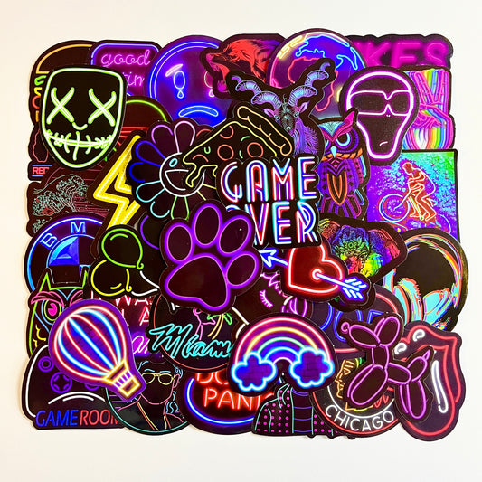 50 pcs Sticker pack NEON Waterproof for laptop, car, helmet, bike, scooter Stickers