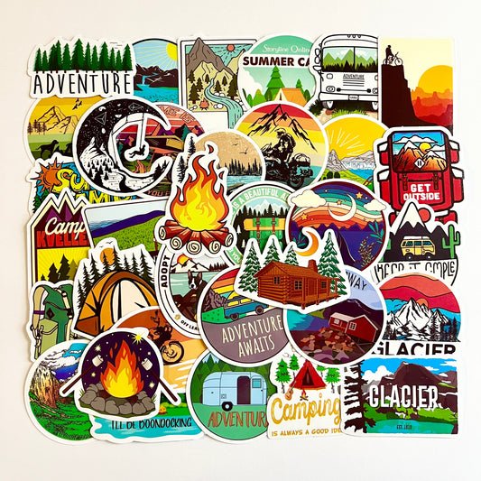 50 pcs Sticker pack ADVENTURE camping  Waterproof for laptop, car, helmet, bike, scooter Stickers