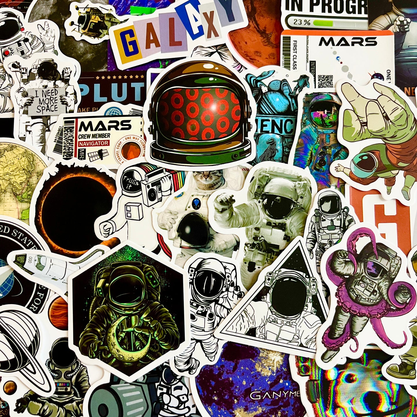 50 pcs Sticker pack SPACE #2 Waterproof for laptop, car, helmet, bike, scooter Stickers